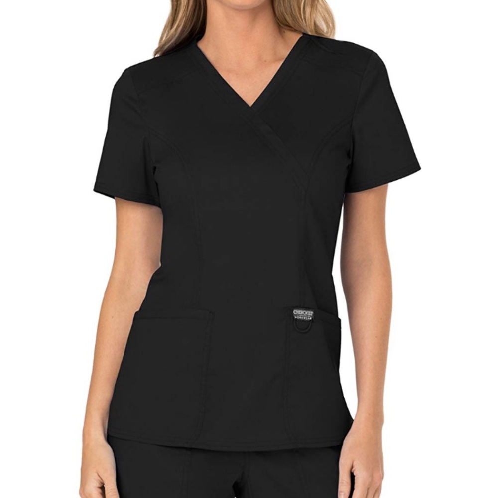 Cherokee Mock Wrap Scrub Top